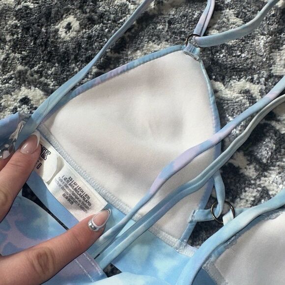 PINK VS Bonded (XS) Blue//Pink Tie Dye Strappy Bralette Triangle Bra - Picture 5 of 6
